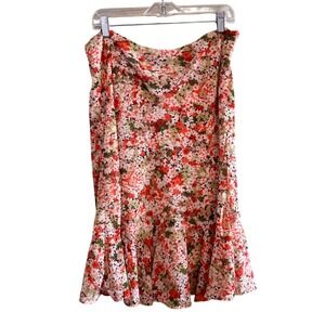 New York & Company Womens Floral Feminine‎ Boho Flounce Hem Midi Skirt Size 18
